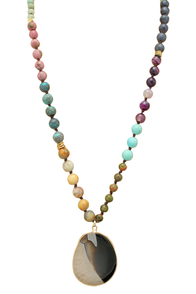 Long Beaded Necklace with Pendant