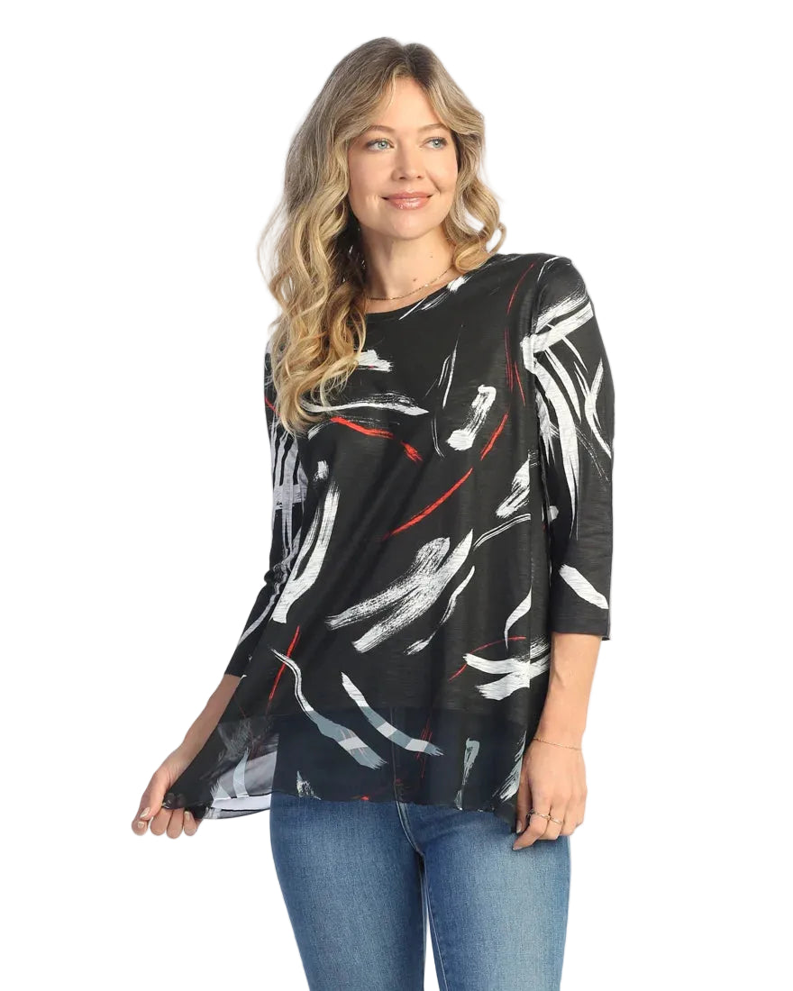 Tunic with Chiffon Contrast - Ripples