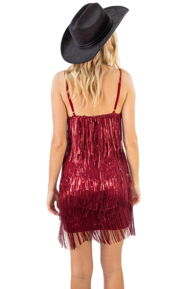 Sequin Fringe Mini Dress