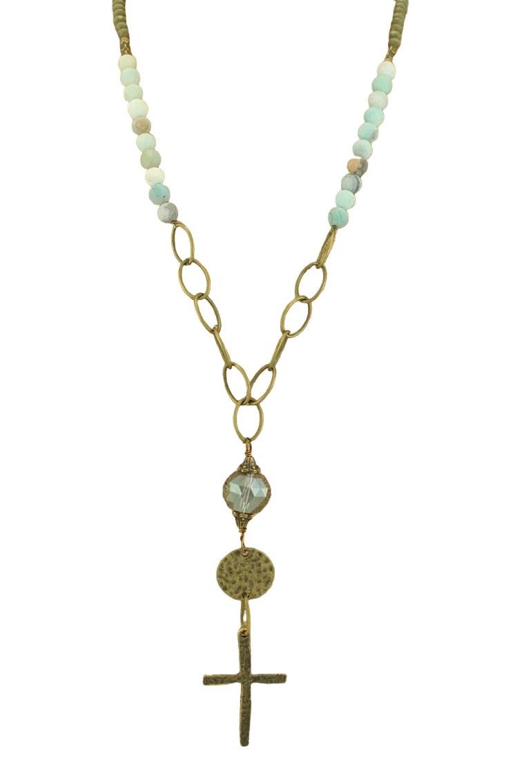 Mix Media Necklace with Cross