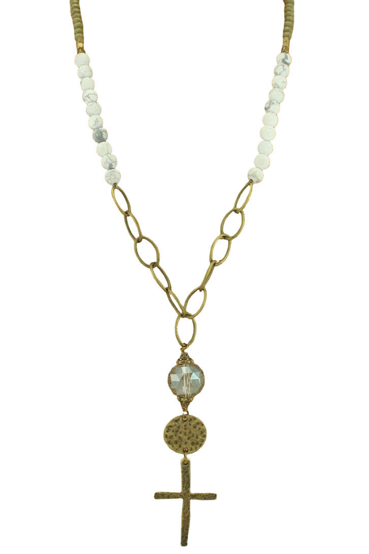 Mix Media Necklace with Cross