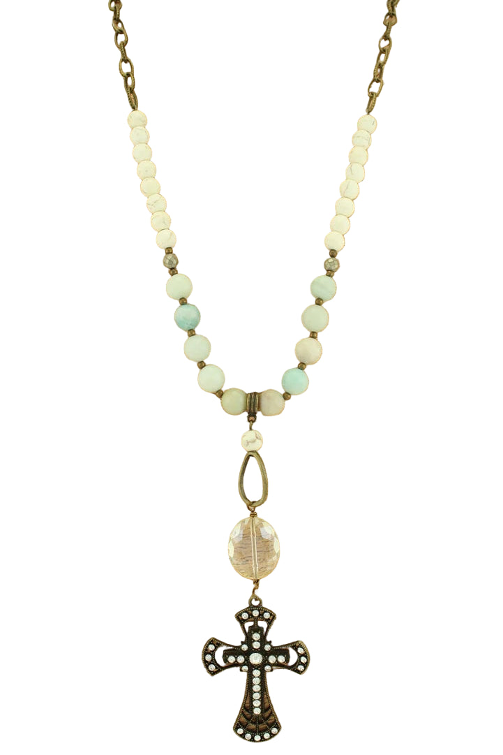 Mix Media Necklace with Cross