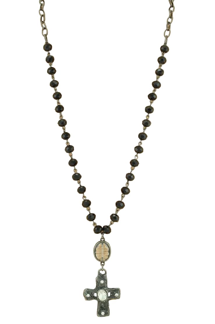 Mix Media Necklace with Cross Pendant