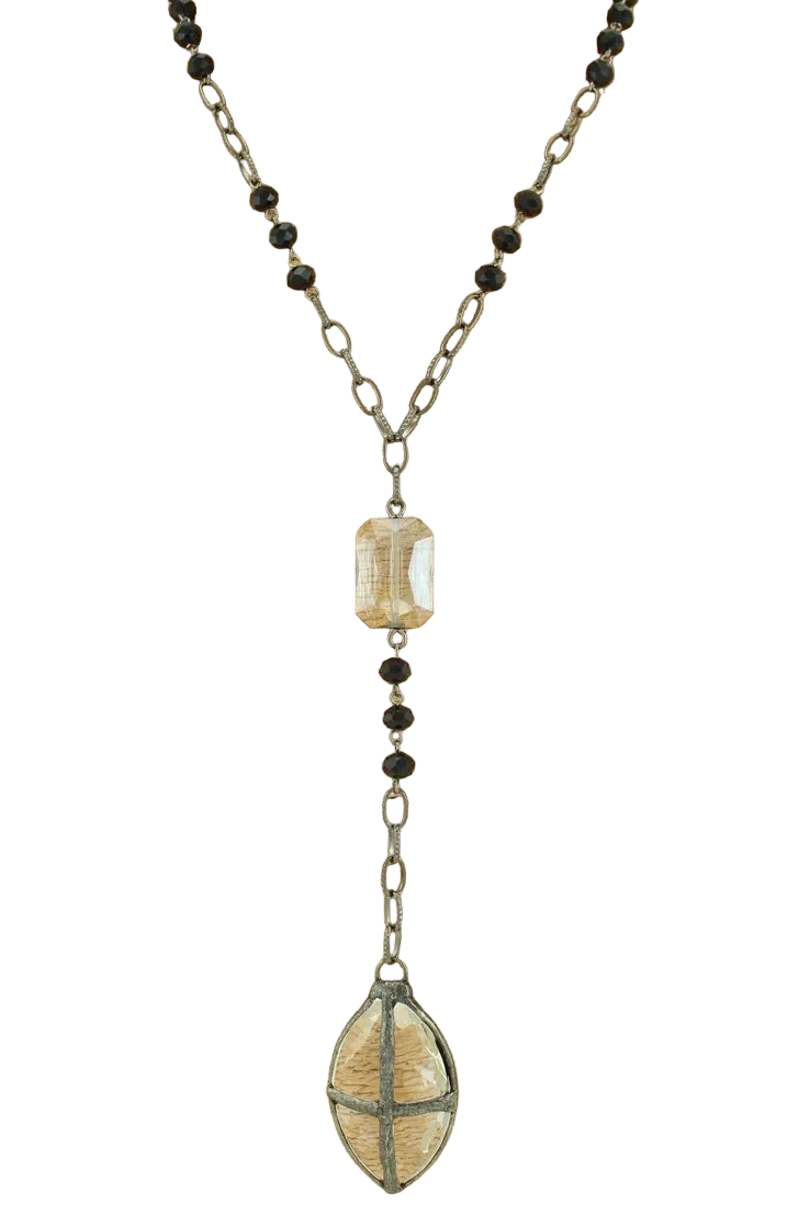 Long Necklace with Crystal Pendant