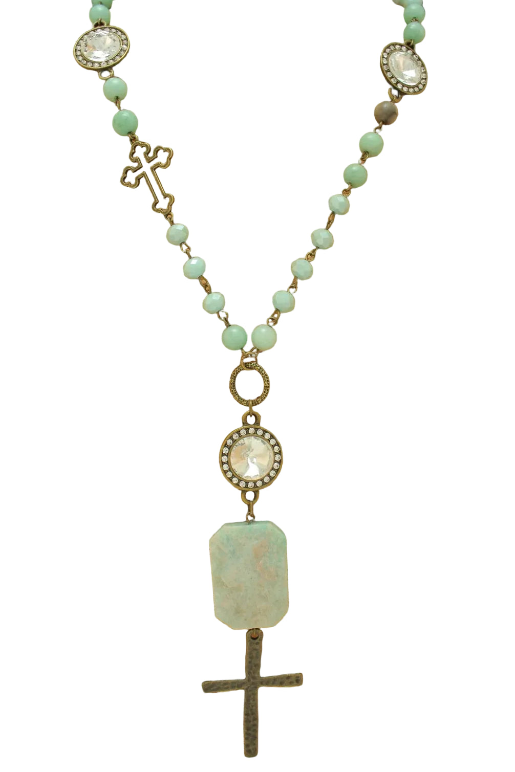 Mix Media Long Necklaces with Crosses