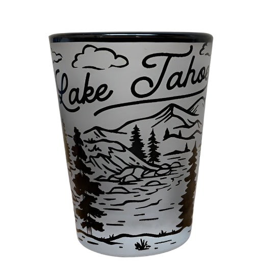 Shotglass - Line Art Frosted Lake Tahoe