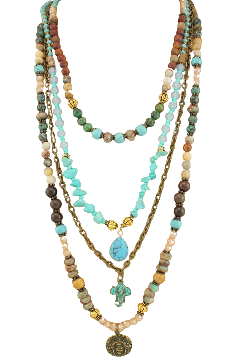 Multistrand Necklace with Bee Charm