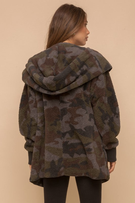 Camo Print Open Jacket