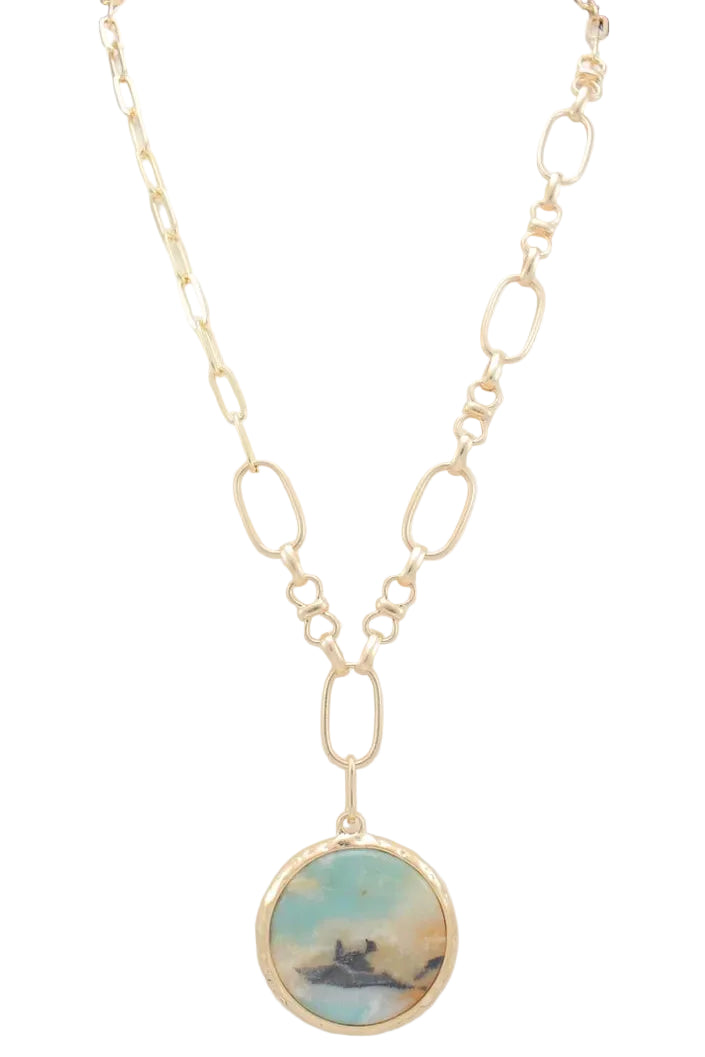 Long Chain Necklace with Circle Pendant