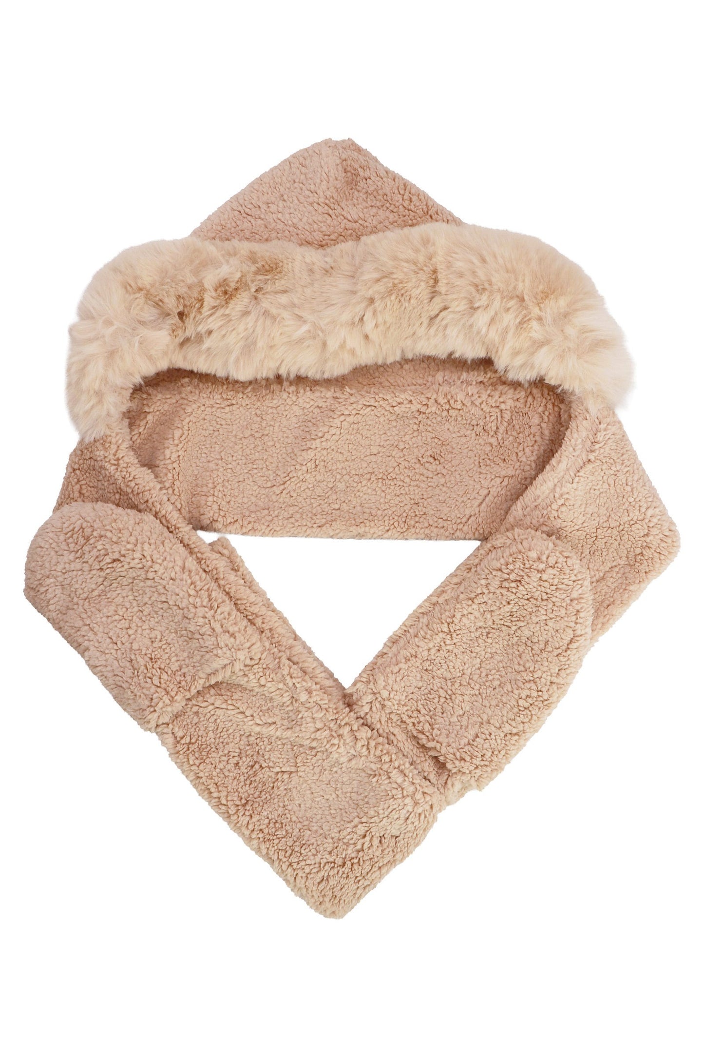 Fuzzy Faux Sherpa Fur Hooded Scarf