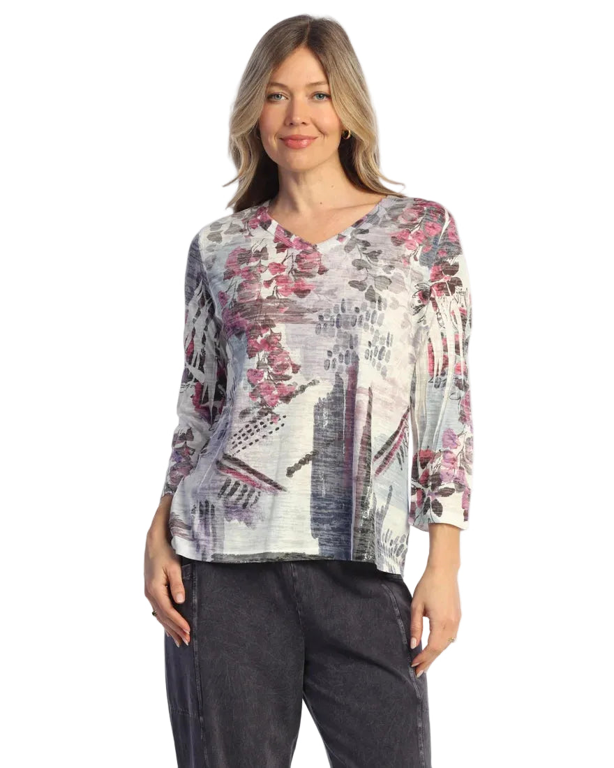 Burnout Hi-Lo Top with Side Slits - Fay