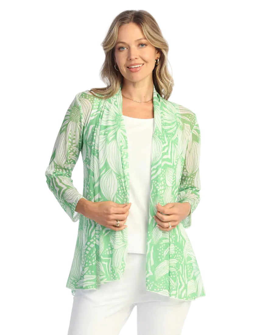 Crepe Mesh Drape Cardigan - Block Print