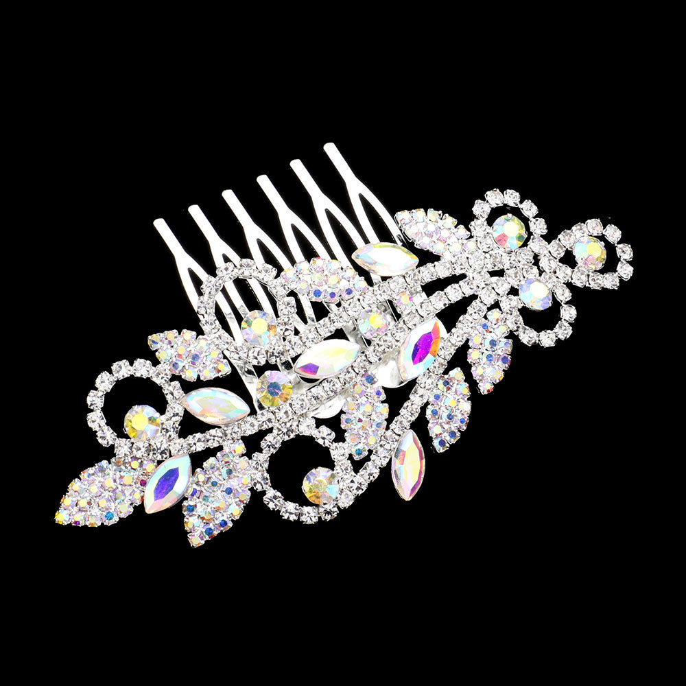 Hair Comb Marquise Round Stone