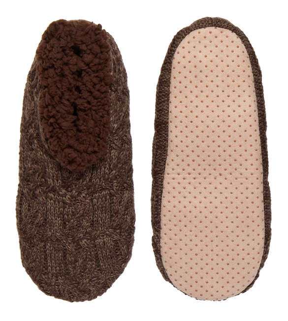 M Cabled Lined Soft Knit Slippers