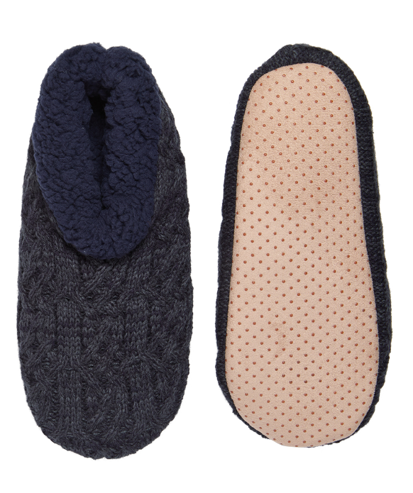 M Cabled Lined Soft Knit Slippers