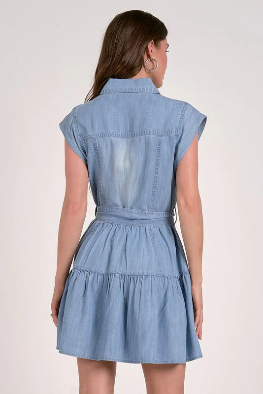 Short Denim Ruffled Dress
