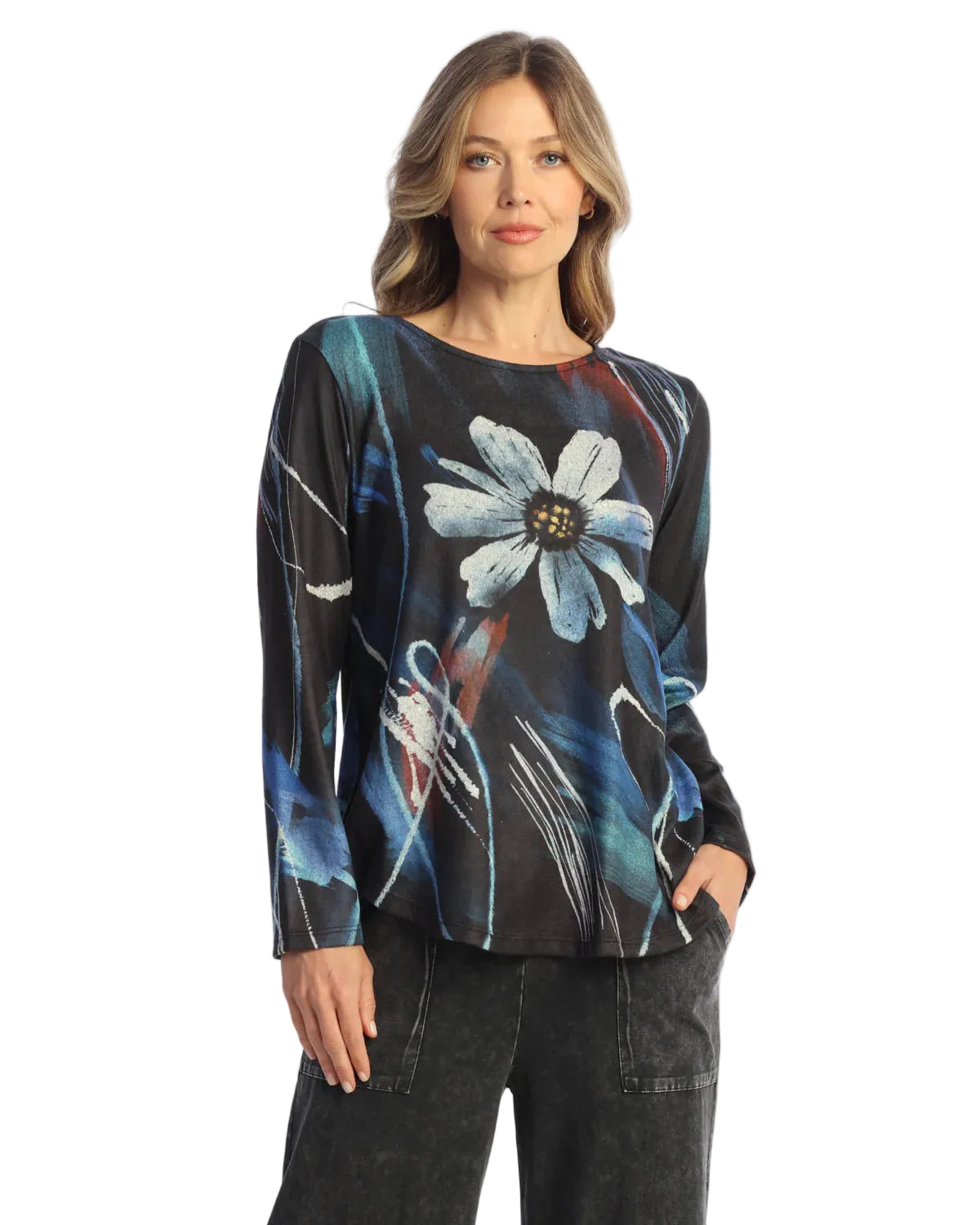 French Brushed Round Neck Top - Alicia