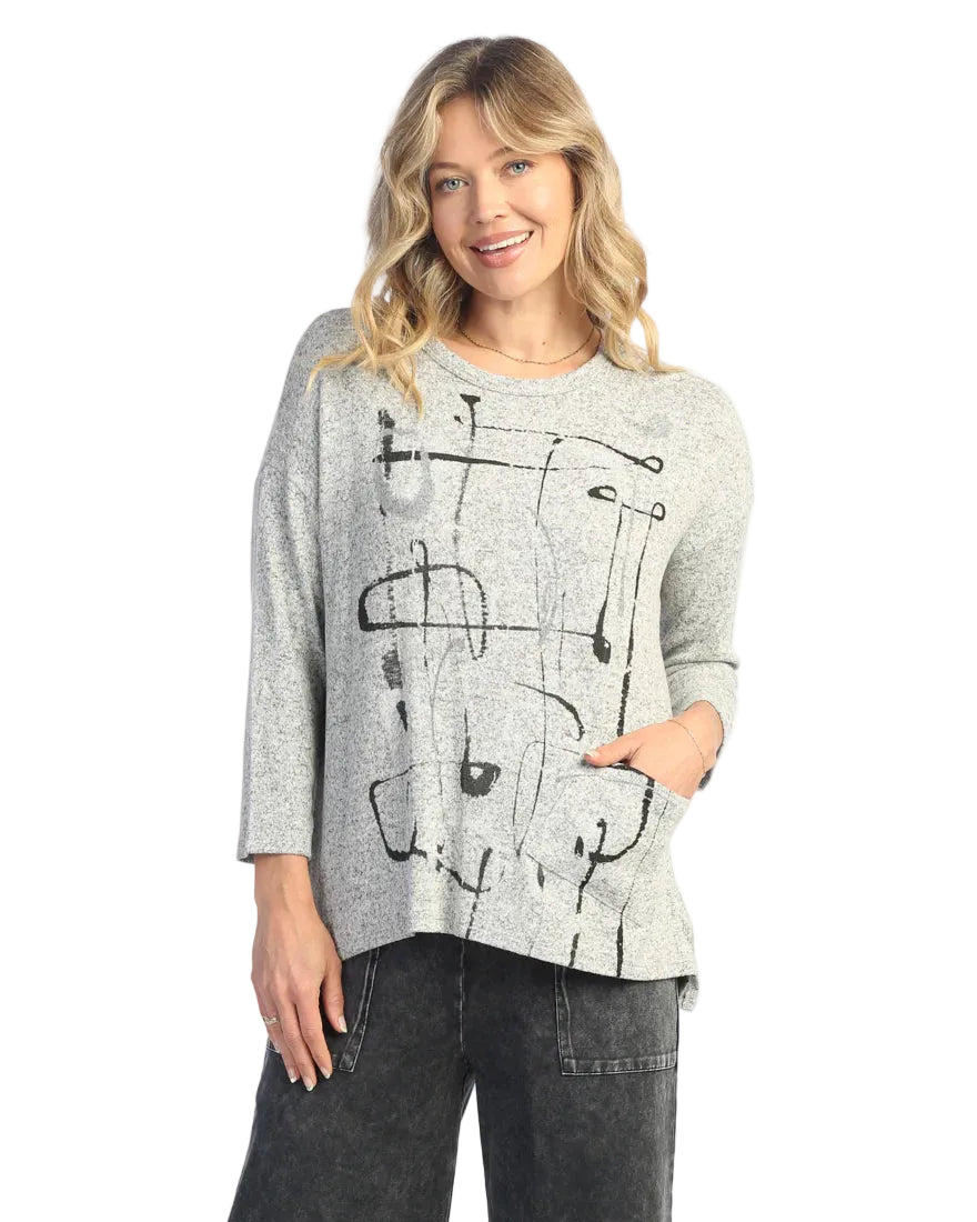 Soft-Brushed Dolman Top - Htr Rhythm