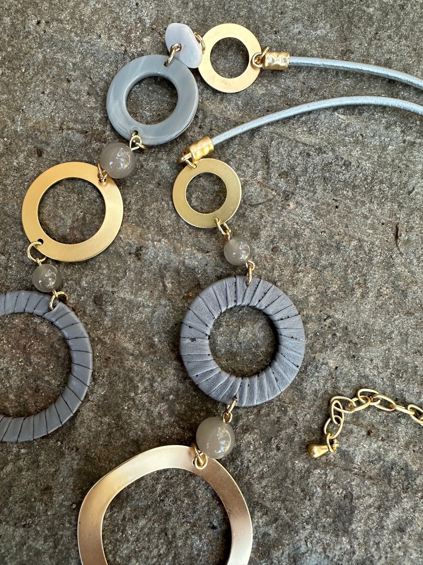 Mixed Media Abstract Circle Necklace