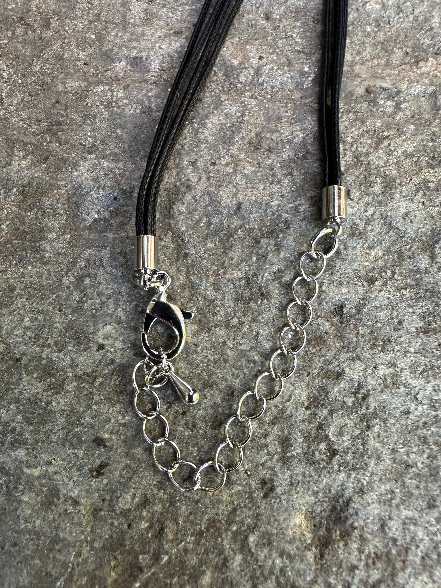 Long Cord Necklace With Stone & Heart Charms