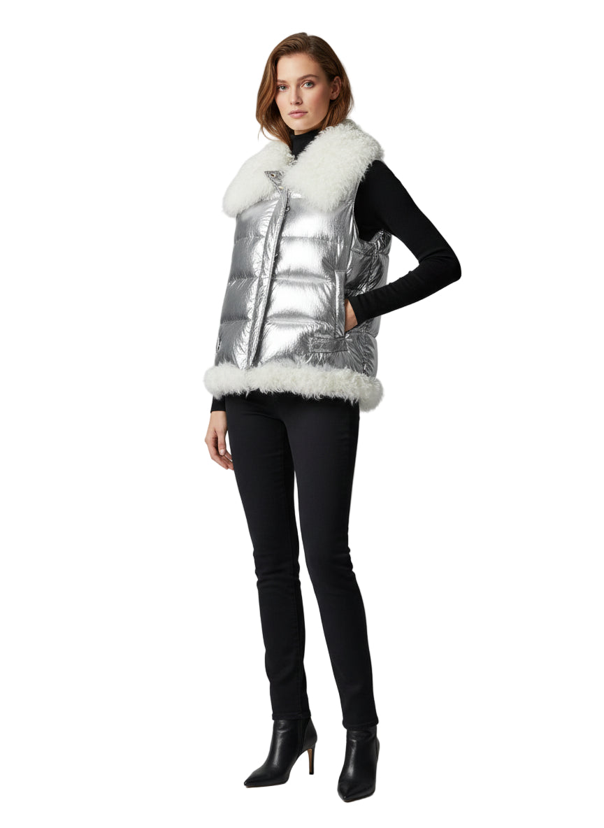 Puffy Vest with Curly Lamb