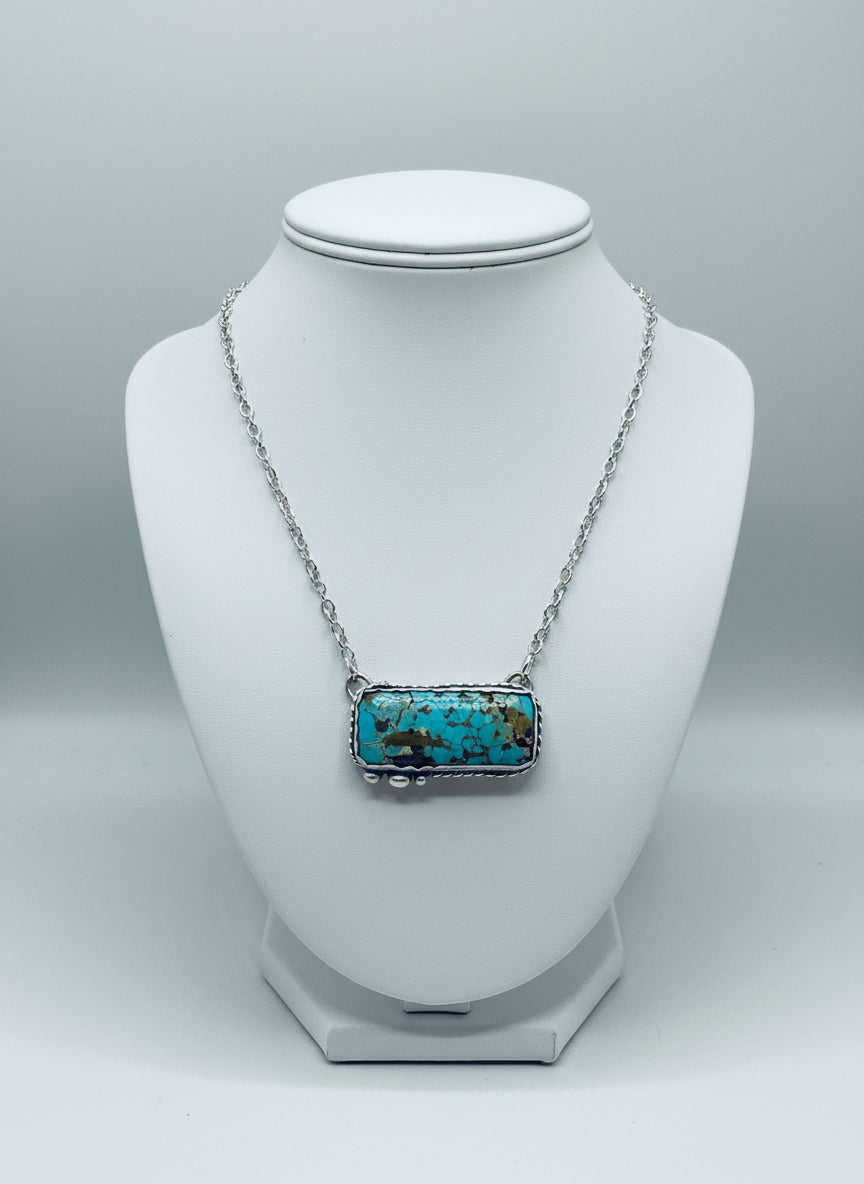 Necklace - #8 Mine Turquoise, Rare Chocolate, Sterling Silver