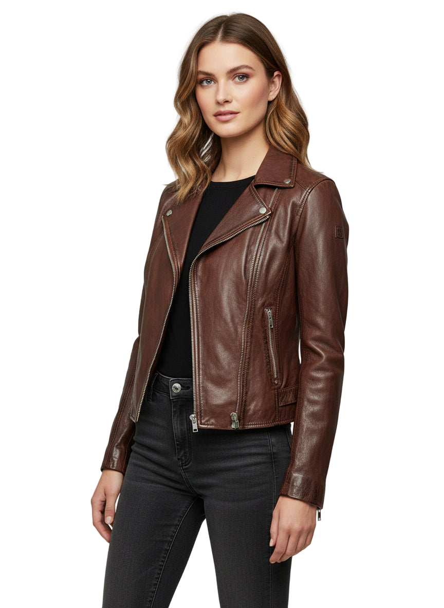 Sofia 9 RF Moto Leather Contrast Zips Jacket