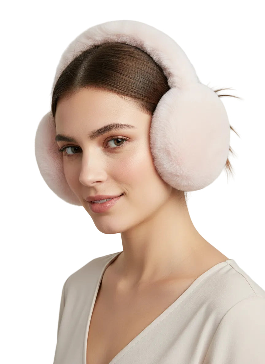 Shearling Earmuff with Pink Frame