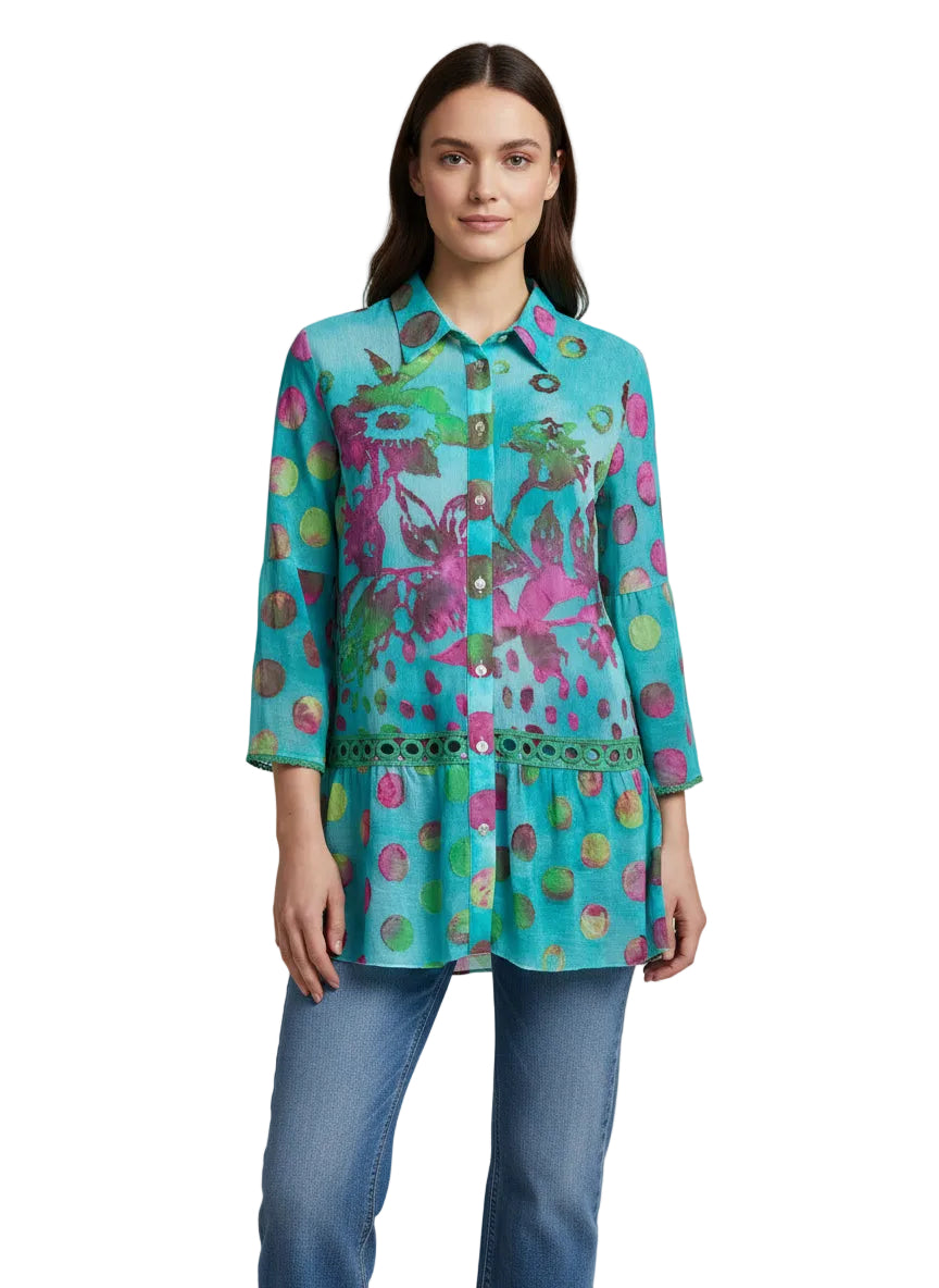 Kamana Flare Slv Button Up Tunic