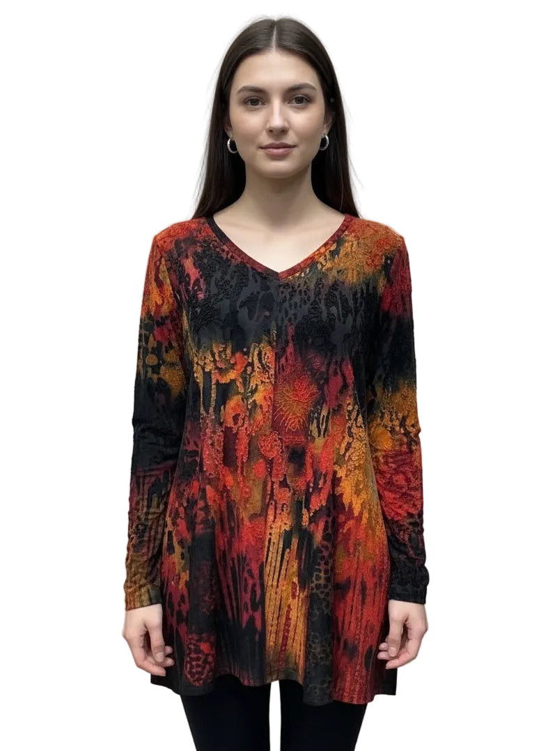 Burnout V-Neck Tunic Top
