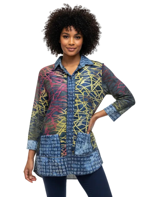 Button Up Hi Low Top with Pockets