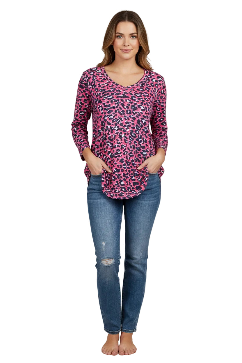 3/4 Slv V-Neck Top - Victoria