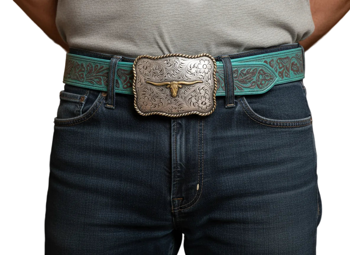 Western Long Horn Buckle Belt