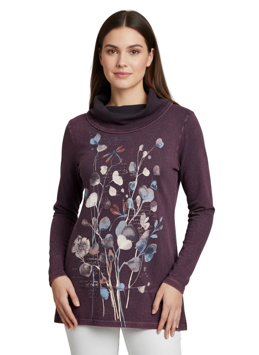 Mineral Washed Cowl Neck Tunic - Marisol