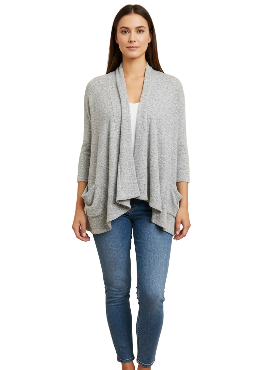 Brushed Hacci Draped Cardigan