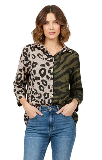 3/4 Slv Straight Hem Shirt - Pauline