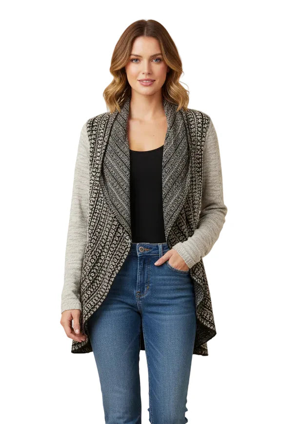 Open Front Round Hem Cardigan