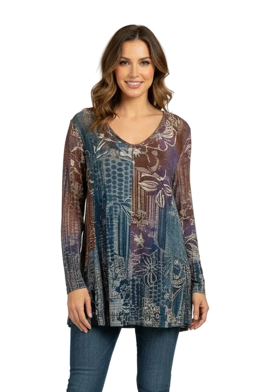 Long Sleeve V-Neck Flare Top