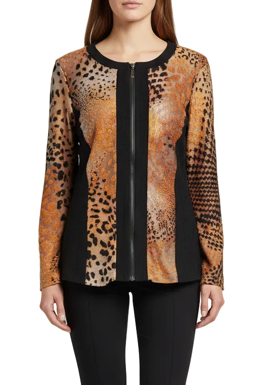 Long Sleeve Zip Up Burnout Top