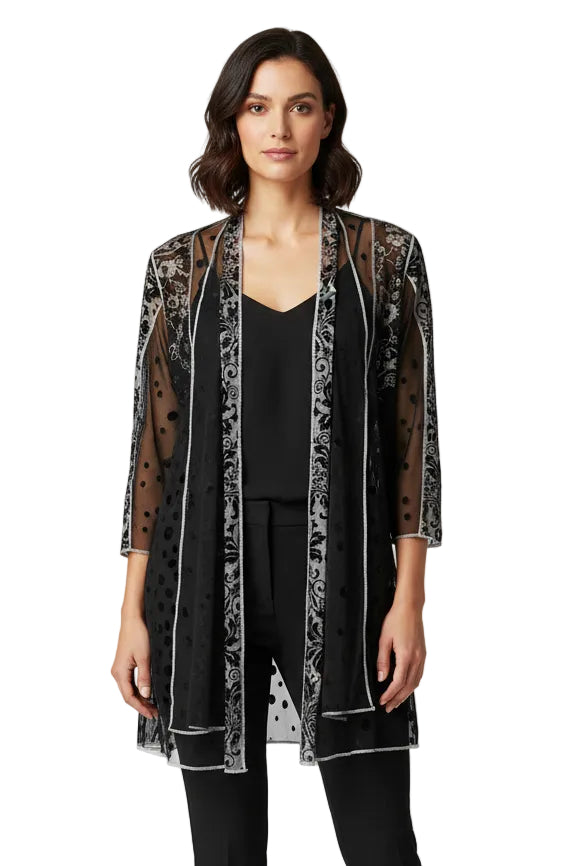 Open Front Mix Media Cardigan