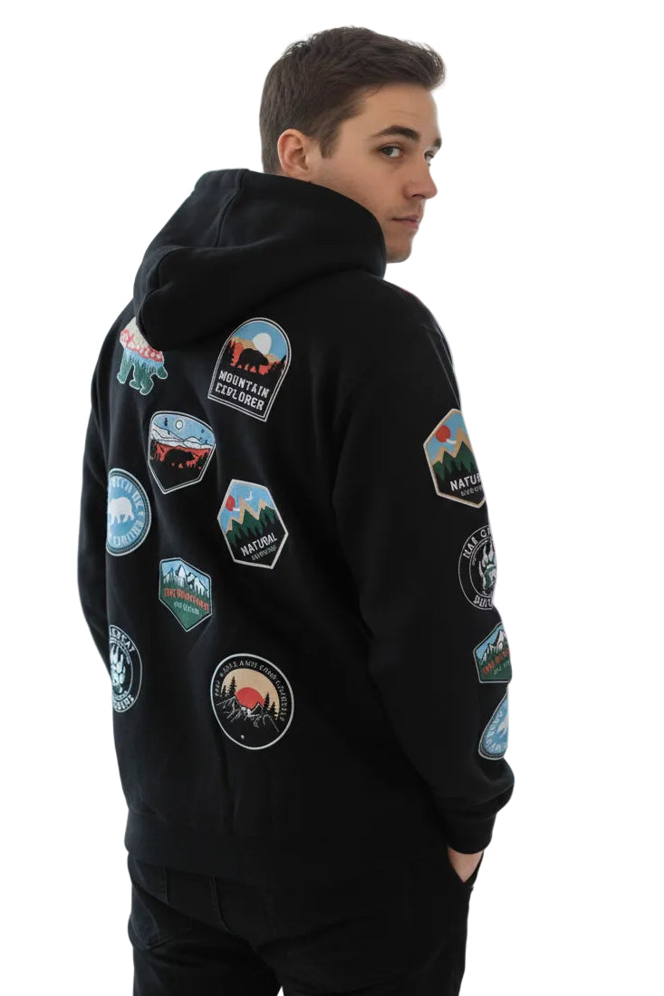 Full Zip Hoodie with Patches Mountain with Bear