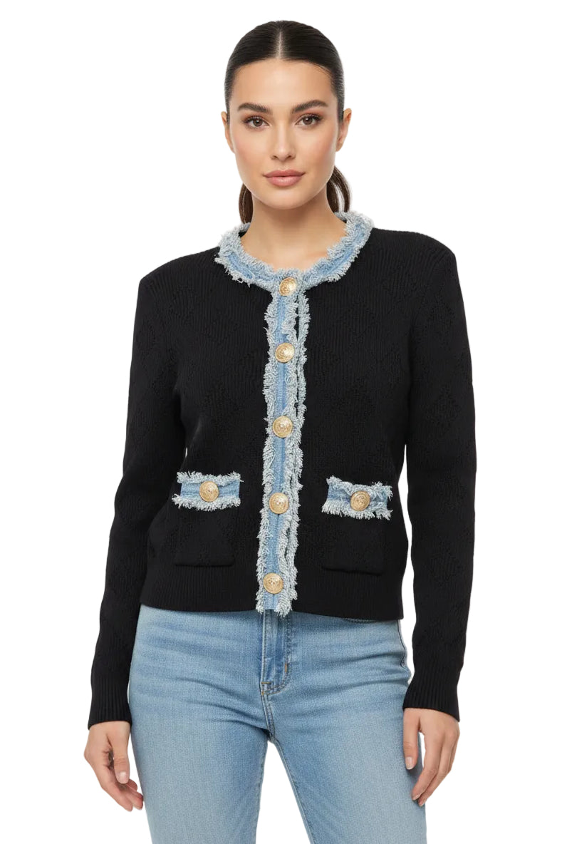 Gold Button Snap/Knit Cardigan