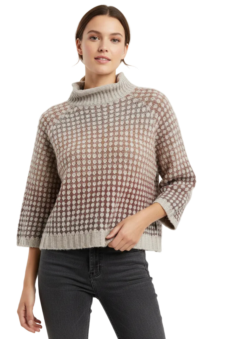 3/4 Slv Mock Neck Sweater