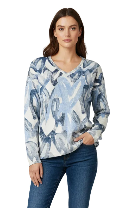 L/S Drop Shoulder Reversible Printed Sweater