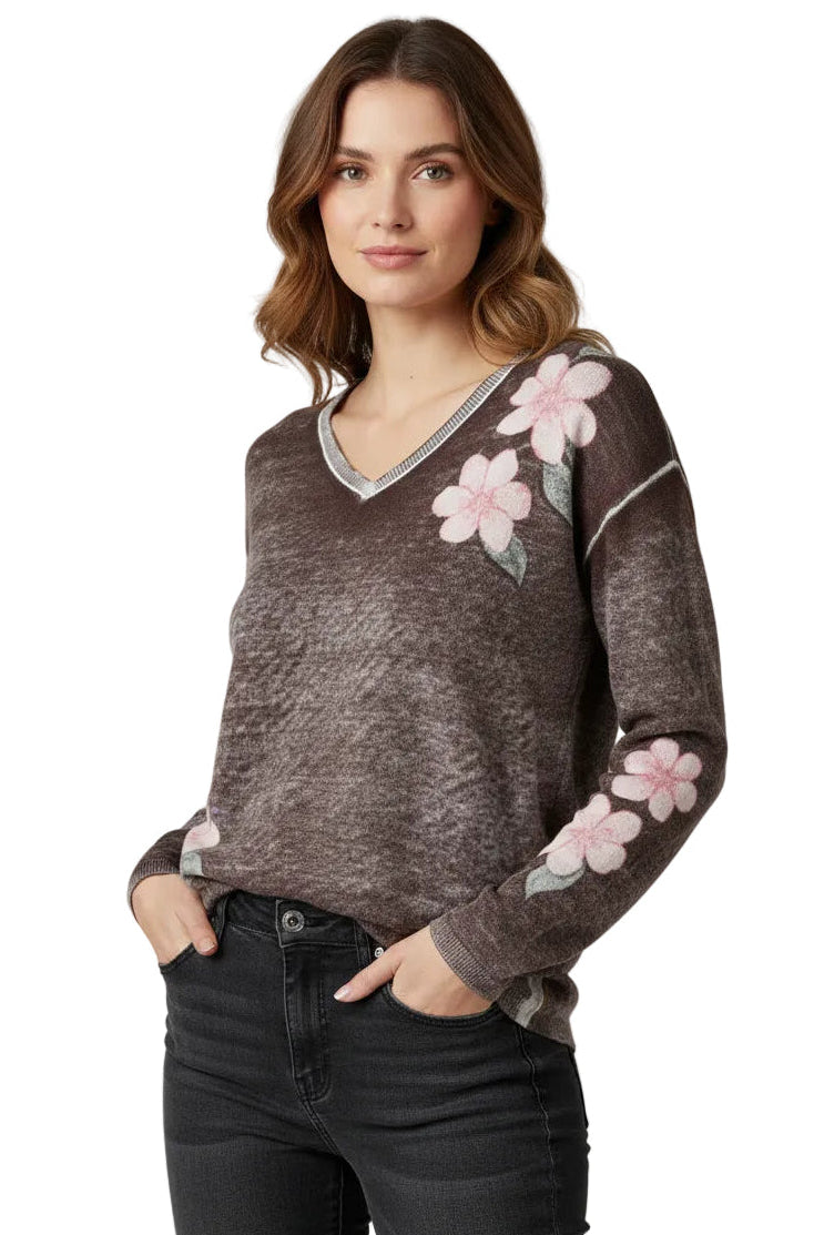 L/S Drop Shoulder Reversible Printed Sweater