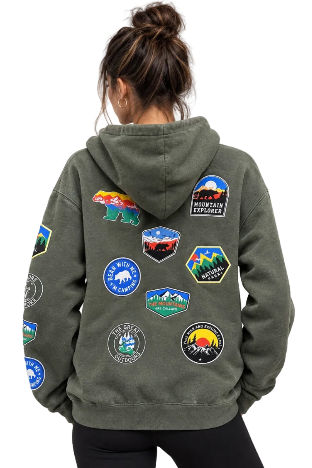 Full Zip Hoodie with Patches Mountain with Bear