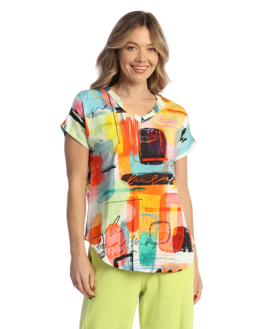Dolman Slv Cotton V-Neck Top - Modernist