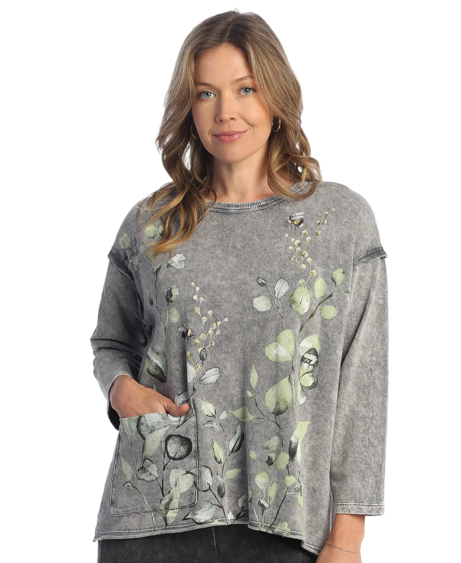 Mineral Washed Drop Shoulder Top - Kelly