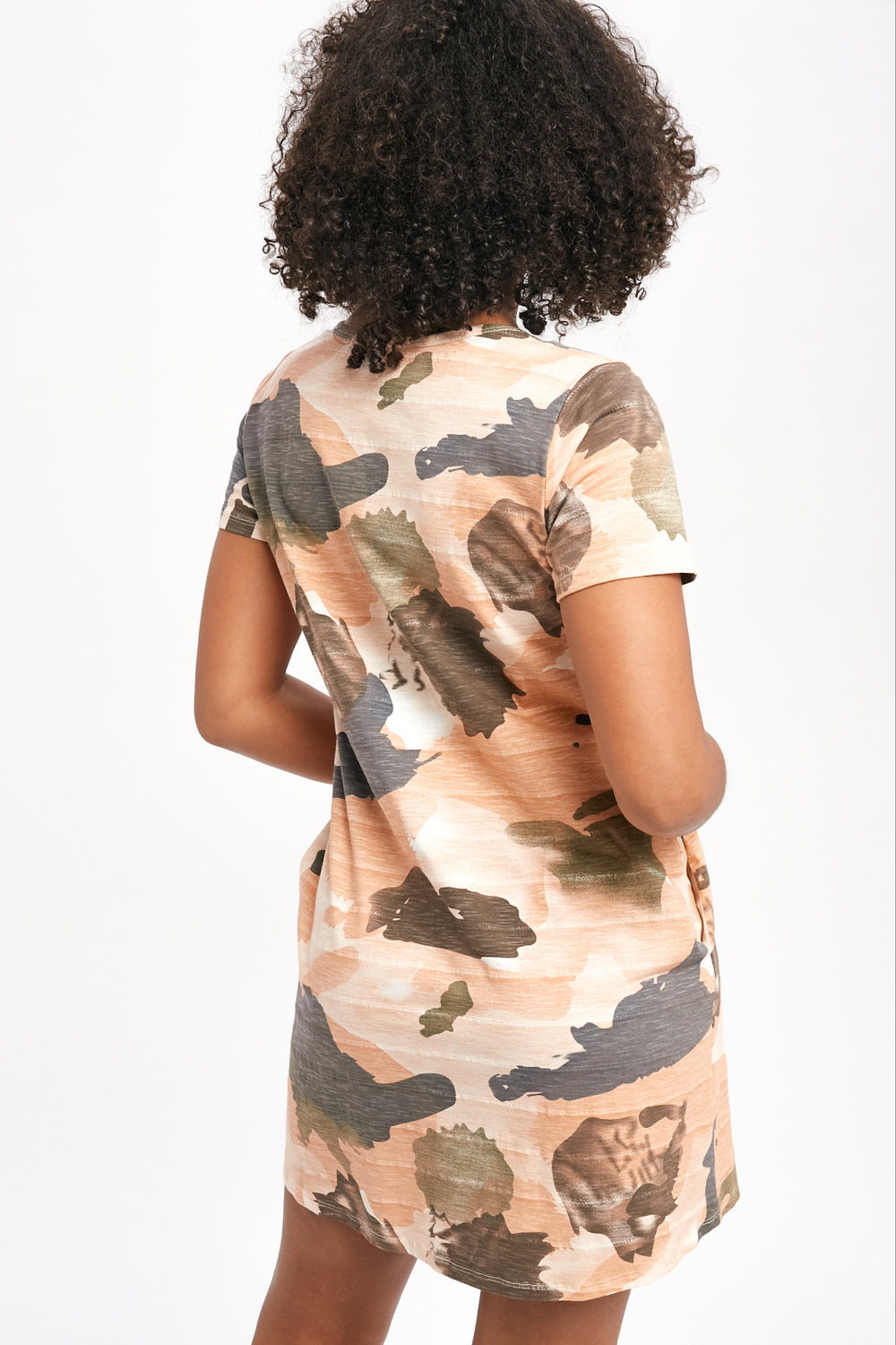 Split Neck Camo Dress