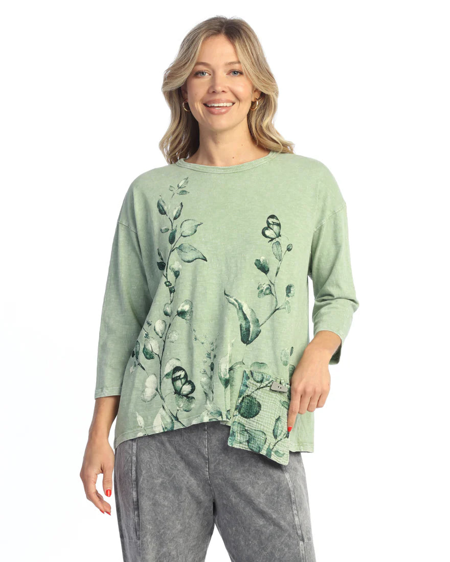 3/4 Sleeve Top with Pocket - Botanica